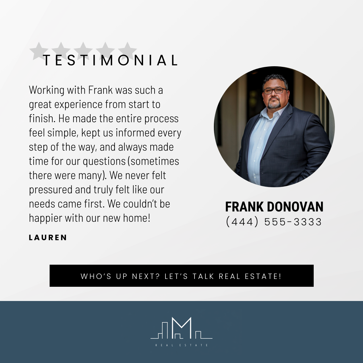 Client testimonial graphic example